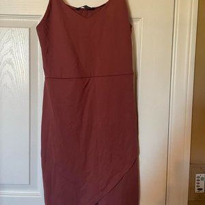 Dark Mauve Mini Dress with Front Wrap Detailing